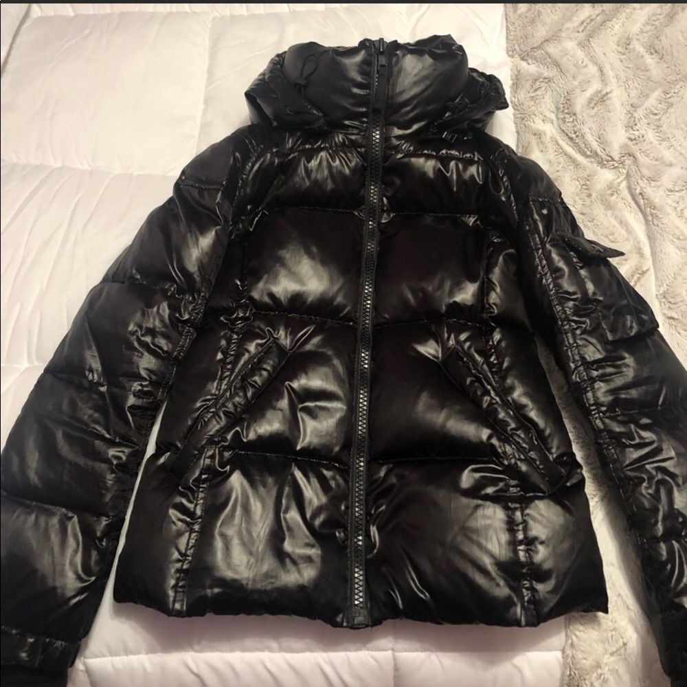 S13 Kylie hooded black down puffer jacket